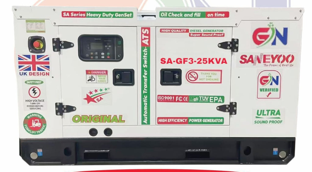 25KVA (20KW) SUPER SILENT DIESEL GENERATOR 4-CYLINDER SANEYOO BRAND